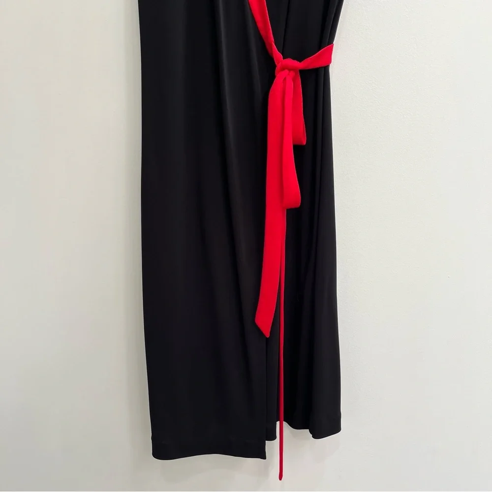 Diane von Furstenberg DVF Valena True Wrap Dress Sleeveless Black Red Trim 10 - Picture 7 of 14
